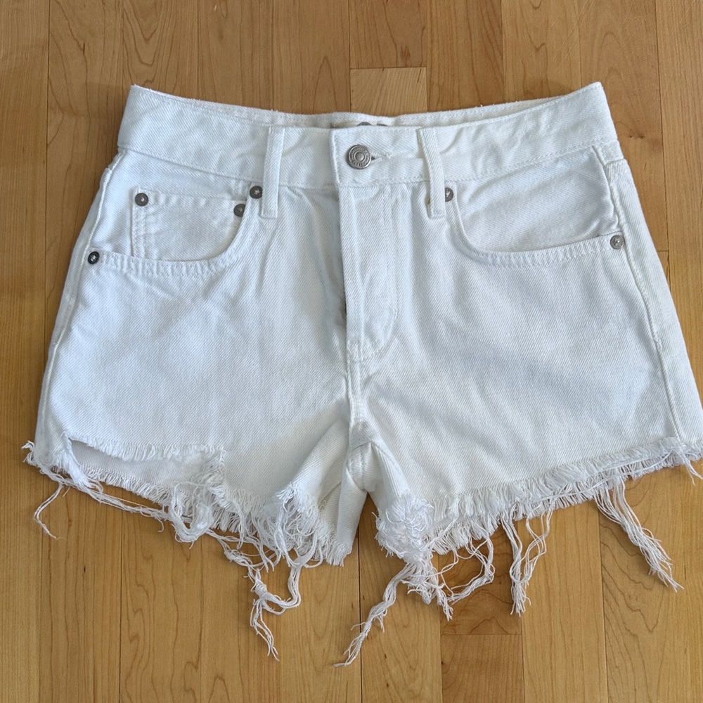 We The Free White Distressed Jean Shorts